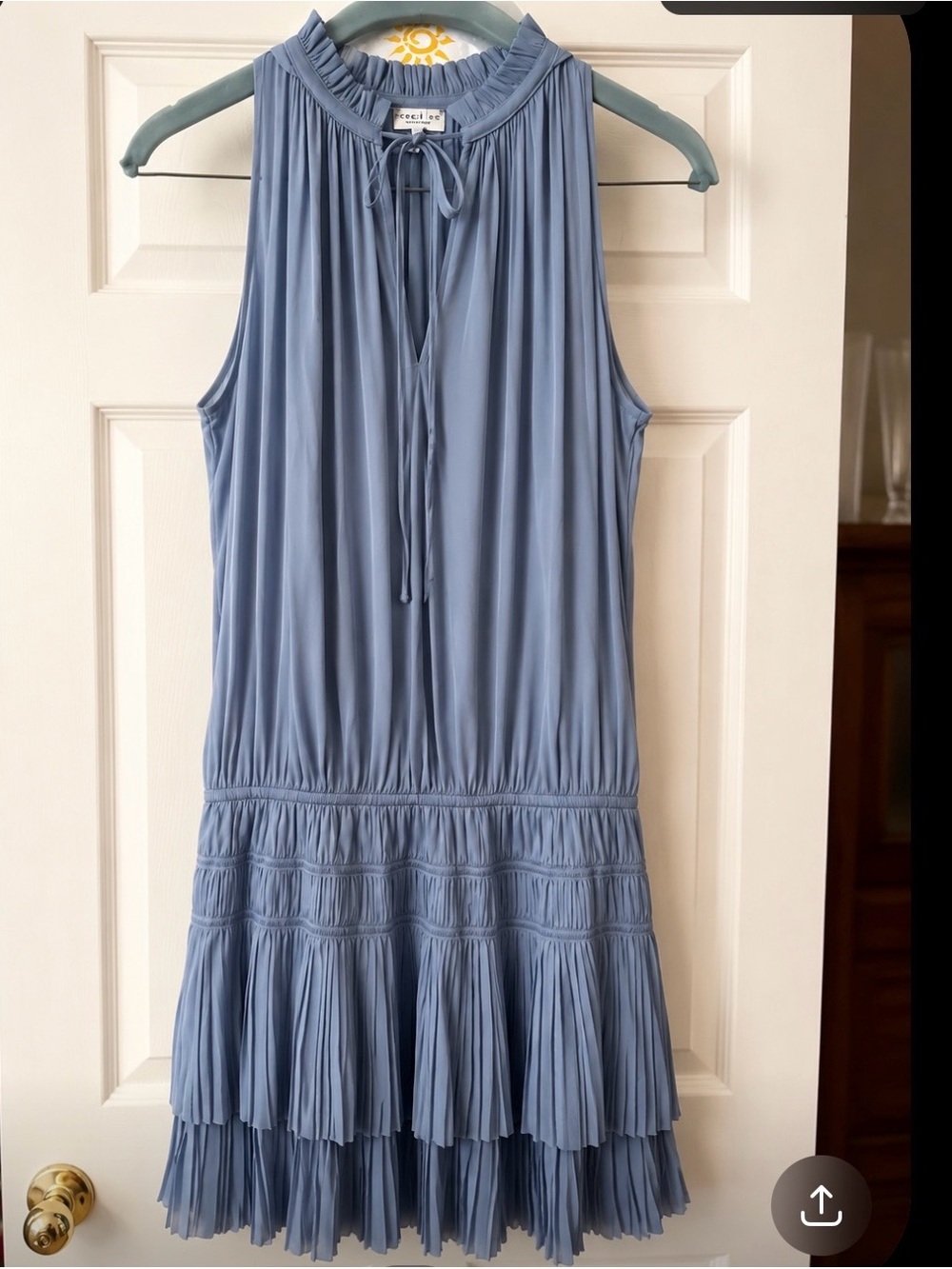 Current Air Sleeveless Pleated Dress in Dusty Blue - Picture 1 of 1